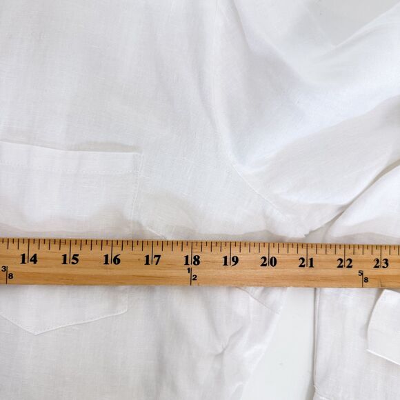 Magaschoni Women's White 100% Linen Midi Button Front Dress Sz Large Shirtdress - Picture 6 of 6